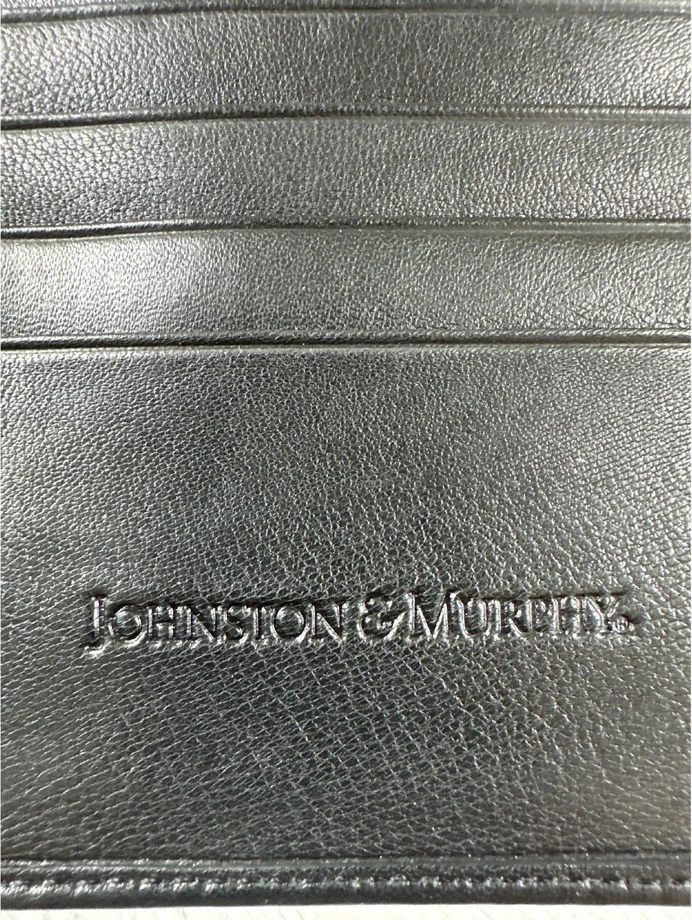 New Johnston & Murphy Black Slimfold Nappa Leather Long Wallet with Box
